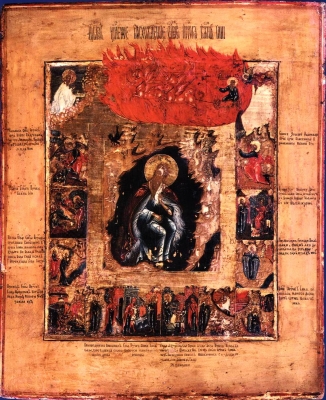 Икона Илья Пророк в пустыне с Огненным восхождением