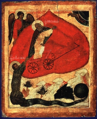 Икона Огненное восхождение пророка Илии  Конец 15 века
