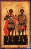 Икона Святые Флор и Лавр в образе воинов  Конец 15 века