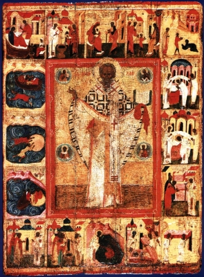 Икона Святой Николай, с 16 клеймами жития  16 век