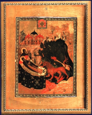 Икона Искушение святого Антония Великого (врезок)